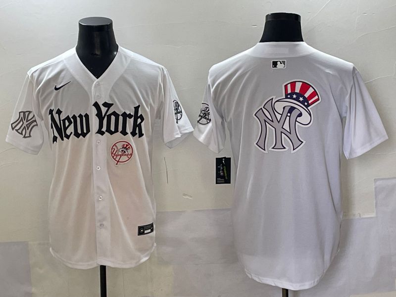 Men 2025 New York Yankees Blank White Five generations Joint Name Nike MLB Jersey style 77